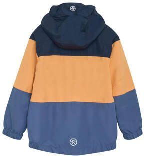 Color kids outdoor jas donkerblauw geel blauw Polyester Capuchon 152