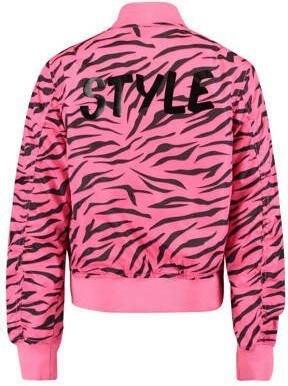 CoolCat Junior bomberjack Janu CG met zebraprint roze zwart Jas Meisjes Polyester Ronde hals 146 152 - Foto 2