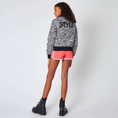 CoolCat Junior bomberjack Janu CG met zebraprint zwart wit Jas Meisjes Polyester Ronde hals 146 152 - Foto 4