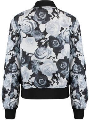 CoolCat Junior gebloemd bomberjack Janu CG roze zwart wit Jas Meisjes Polyester Ronde hals 122 128 - Foto 4