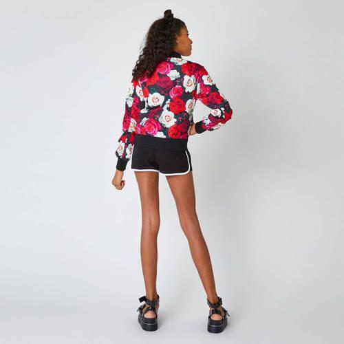 CoolCat Junior gebloemd bomberjack Janu CG roze zwart wit Jas Meisjes Polyester Ronde hals 158 164 - Foto 4