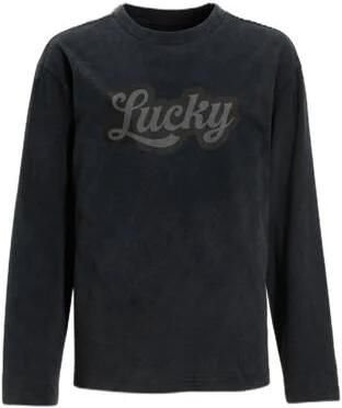 Coolcat oversized longsleeve Jesse met printopdruk acid grijs Jongens Katoen Ronde hals