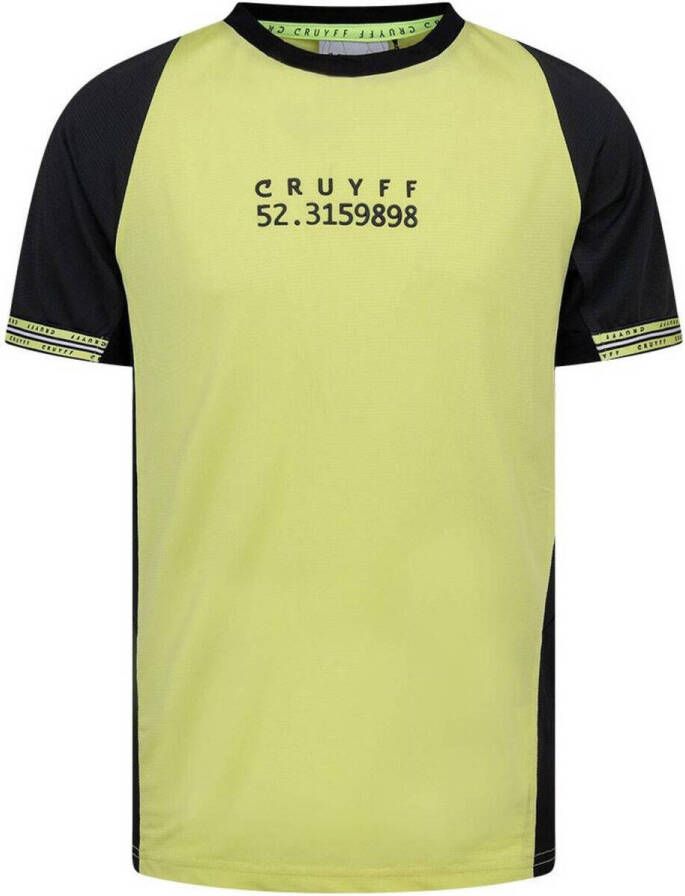 Cruyff T-shirt Hoof limegroen zwart Polyester Ronde hals 140