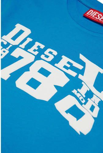 Diesel T-shirt met printopdruk blauw Jongens Katoen Ronde hals Printopdruk 164 - Foto 3