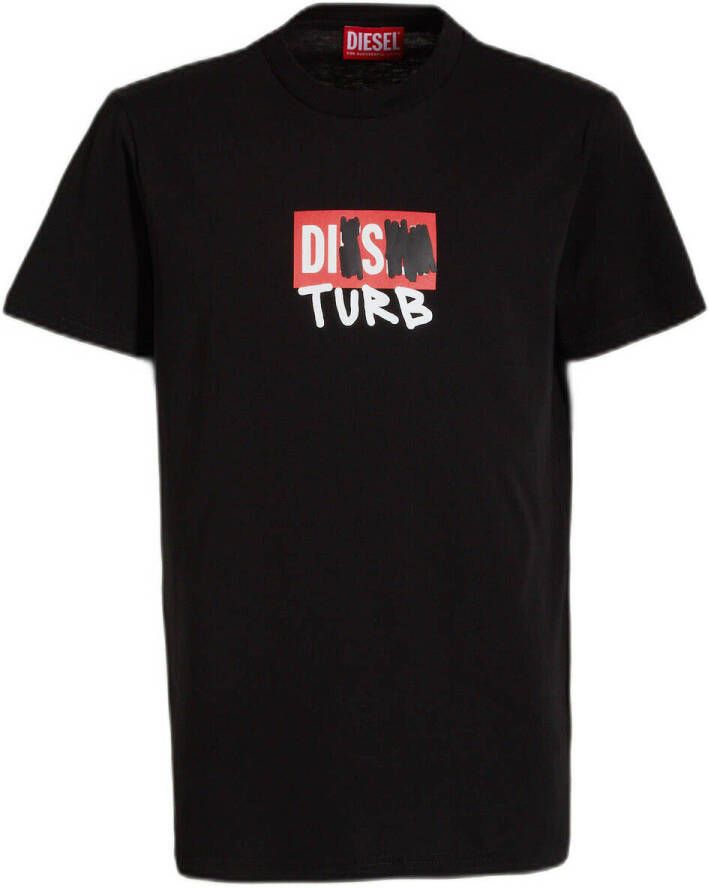 Diesel Kids T-shirt met grafische print Zwart