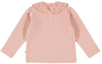Dirkje aansluitende longsleeve met broderie roze Meisjes Stretchkatoen Ronde hals