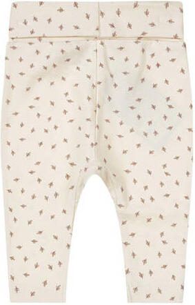 Dirkje baby broek met all over print offwhite bruin Ecru Stretchkatoen