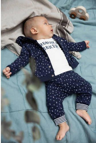 Dirkje baby broek met katoen donkerblauw wit All over print 68 - Foto 3