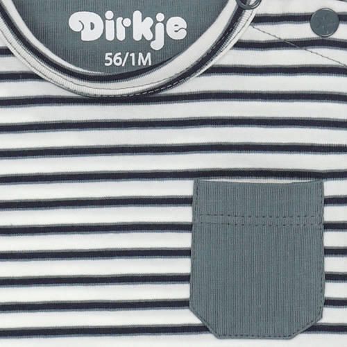 Dirkje baby gestreepte longsleeve met biologisch katoen grijsgroen wit donkerblauw 74 - Foto 2