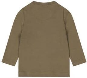 Dirkje longsleeve met printopdruk groenbruin Jongens Stretchkatoen Ronde hals