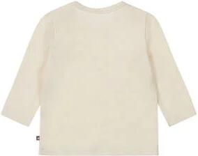 Dirkje longsleeve met tekst offwhite Ecru Stretchkatoen Ronde hals