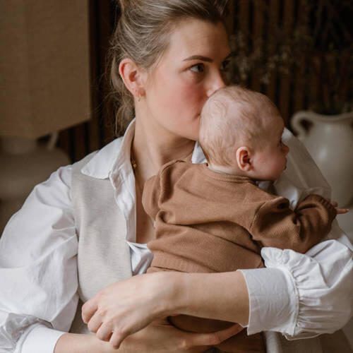 Dirkje baby sweater bruin Jongens Stretchkatoen Ronde hals Effen - Foto 2
