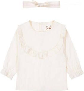 Dirkje blouse + haarband beige Longsleeve Meisjes Katoen Ronde hals Effen - Foto 3