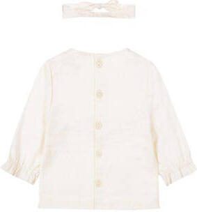 Dirkje blouse + haarband beige Longsleeve Meisjes Katoen Ronde hals Effen
