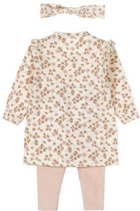 Dirkje jurk + legging + haarband roze Set Meisjes Stretchkatoen Ronde hals