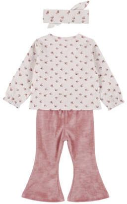 Dirkje longsleeve + broek + haarband met print roze Set Meisjes Stretchkatoen Ronde hals - Foto 3