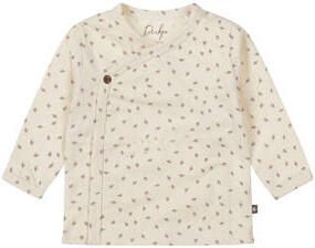 Dirkje longsleeve met all over print en overslag detail ecru bruin Stretchkatoen Ronde hals - Foto 2