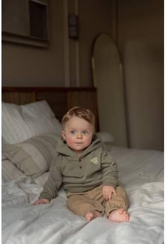 Dirkje oversized hoodie met backprint kaki Sweater Groen Backprint - Foto 3