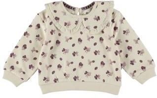 Dirkje oversized sweater met broderie en print beige All over print