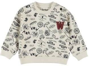 Dirkje oversized sweater met print offwhite zwart Wit All over print