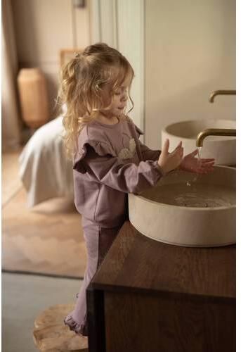 Dirkje oversized sweater met ruches paars Meisjes Stretchkatoen Ronde hals - Foto 2