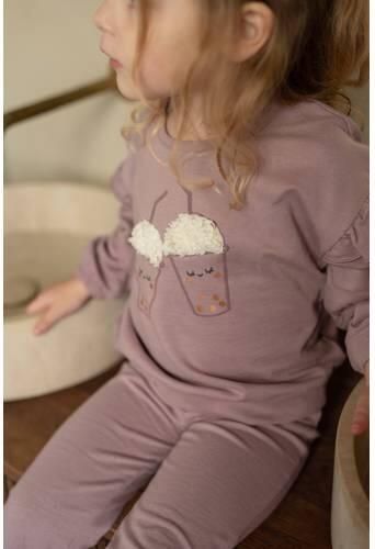 Dirkje oversized sweater met ruches paars Meisjes Stretchkatoen Ronde hals - Foto 3