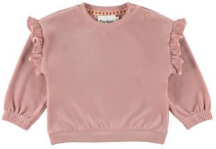 Dirkje oversized sweater met ruches roze Effen