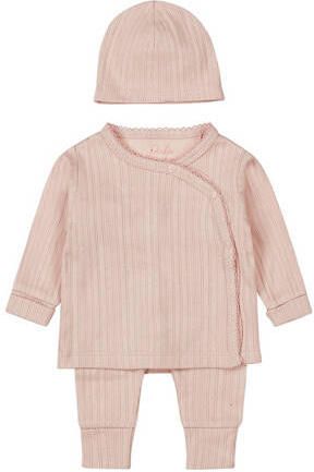 Dirkje overslagshirt + broek + muts roze Romper Meisjes Katoen Ronde hals 56 - Foto 2