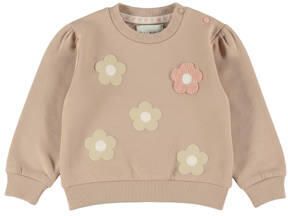 Dirkje rechtvallende gebloemde sweater beige Meisjes Stretchkatoen Ronde hals