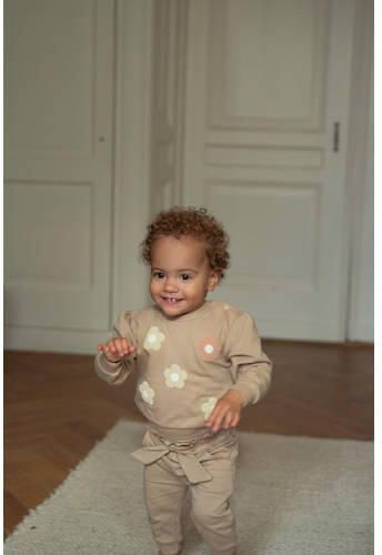Dirkje rechtvallende gebloemde sweater beige Meisjes Stretchkatoen Ronde hals - Foto 2