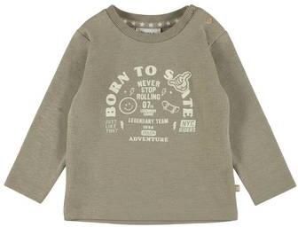 Dirkje rechtvallende longsleeve met print kaki Groen Jongens Katoen Ronde hals