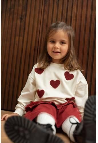 Dirkje rechtvallende sweater met hartjes wit rood Hartjes - Foto 3