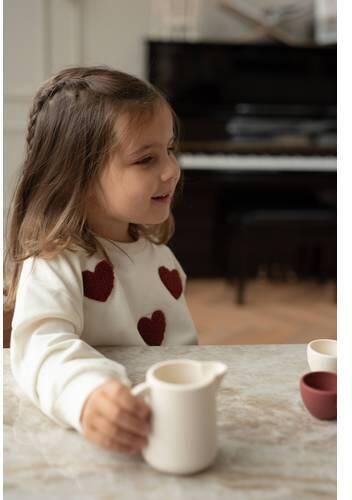 Dirkje rechtvallende sweater met hartjes wit rood Hartjes - Foto 2