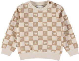 Dirkje rechtvallende sweater met print beige Jongens Stretchkatoen Ronde hals