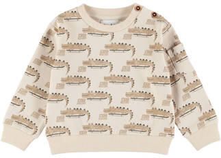 Dirkje rechtvallende sweater met print beige Jongens Stretchkatoen Ronde hals