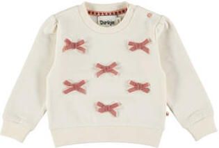 Dirkje rechtvallende sweater met print wit Meisjes Stretchkatoen Ronde hals