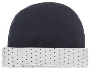 Dirkje reversible baby muts van biologisch katoen wit donkerblauw - Foto 4
