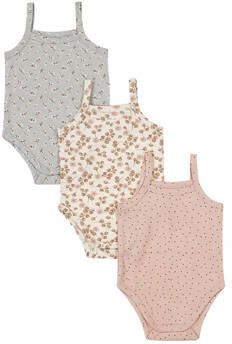 Dirkje romper roze blauw offwhite (set van 3) Meisjes Stretchkatoen Vierkante hals - Foto 2