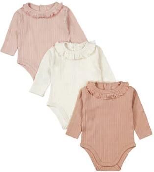 Dirkje romper roze wit (set van 3) Meisjes Katoen Peter Pan-kraag Effen - Foto 3
