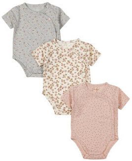 Dirkje rompers met print (set van 3) Roze Meisjes Stretchkatoen V-hals - Foto 2