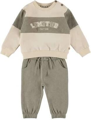 Dirkje set beige kaki Jongens Sweat Ronde hals Effen