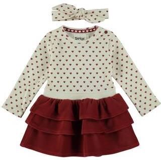 Dirkje set met hartjes wit rood Meisjes Katoen Ronde hals Effen