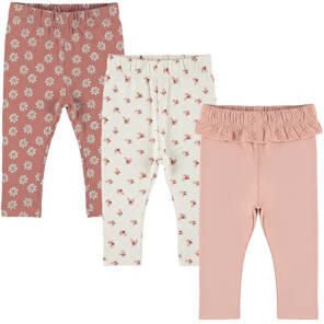 Dirkje skinny leggings met ruches roze (set van 3) Meisjes Stretchkatoen