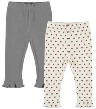 Dirkje skinny leggings (set van 2) Grijs Meisjes Katoen Effen