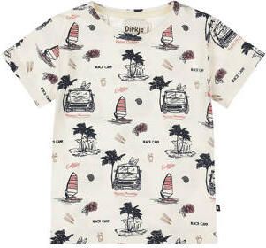 Dirkje T-shirt ecru Jongens Stretchkatoen Ronde hals All over print