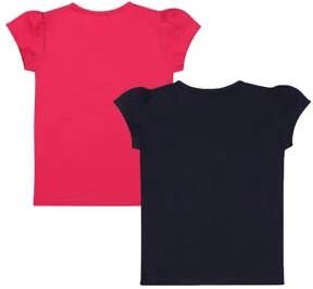 Dirkje t-shirt set van 2 donkerblauw roze Meisjes Katoen Ronde hals 104