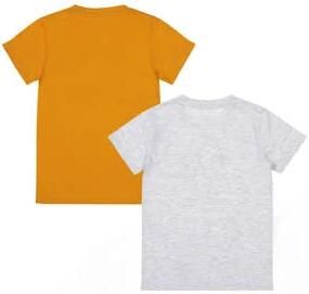 Dirkje t-shirt set van 2 oranje grijs Jongens Katoen Ronde hals Printopdruk 116