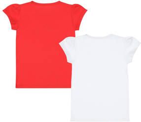 Dirkje t-shirt set van 2 rood wit Meisjes Katoen Ronde hals Printopdruk 116