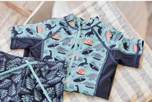 Dirkje UV zwempak donkerblauw aquablauw multicolor UV shirt Jongens Polyester Opstaande kraag 110 116 - Foto 2