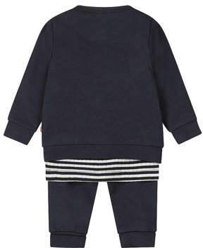 Dirkje vest + longsleeve + broek blauw wit Set Jongens Stretchkatoen Ronde hals
